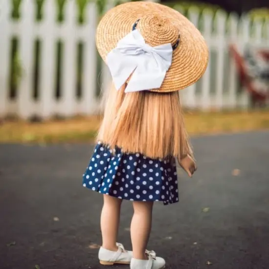 The Queen's Treasures 18 Inch Doll Blue Polka Dot Dress with White Bow Shoes image {3}