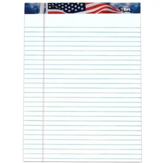 TOPS American Pride Writing Pad Legal/Wide 8 1/2 x 11 3/4 White 50 Sheets Dozen 75111 image {3}