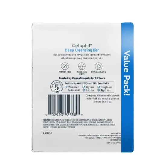 Cetaphil Deep Cleansing Skin Bar Soap - 3pk - 4.5oz each image {5}