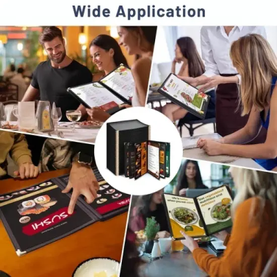 WeChef 30 Pack Menu Covers 8.5 x 11" Book Style 6 Pages 12 Views Restaurant Cafe image {1}