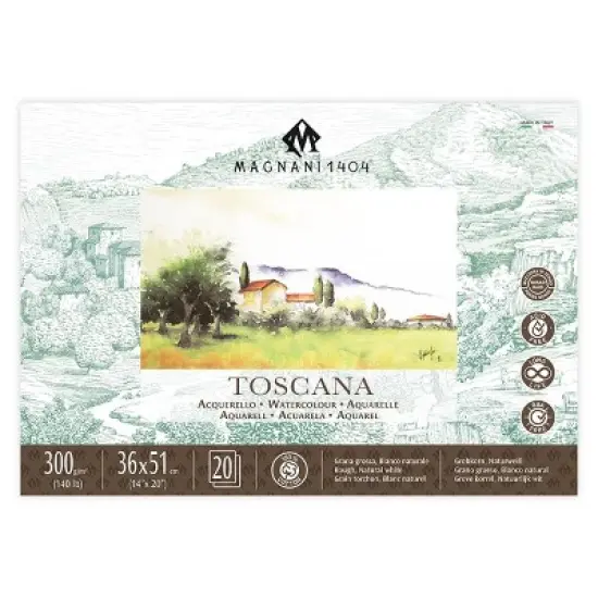 Magnani 1404 Toscana Rough 100% Cotton Watercolor Paper Block, 20 Sheets,  140 lb, Acid-Free, UV Resistant,  Vegan Sized Water Color Paper for image {8}