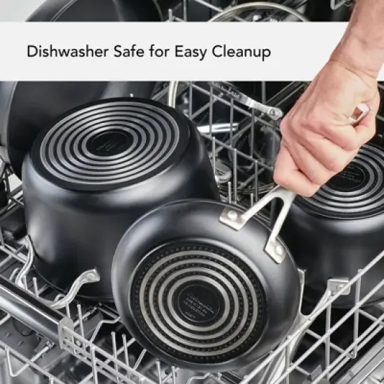 KitchenAid Hard-Anodized Induction 11pc Nonstick Cookware Set: Matte Black, Dishwasher & Oven Safe, Tempered Glass Lids image {4}