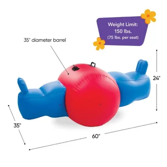 HearthSong Heavy-Duty Vinyl Giant Inflatable Seesaw Rocker for Two Kids image {3}