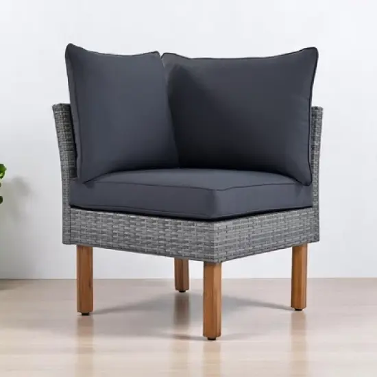 9-Piece Outdoor Patio Furniture Set with PE Wicker, Acacia Wood, Removable Cushions & Pillows, Multi-Functional Modular Sofa image {4}