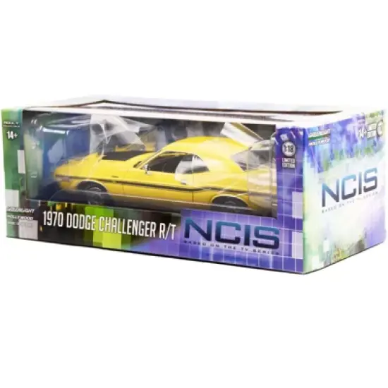 1970 Dodge Challenger R/T Yellow with Matt Black Stripes "NCIS" (2003) TV Series 1/18 Diecast Model Car by Greenlight image {2}