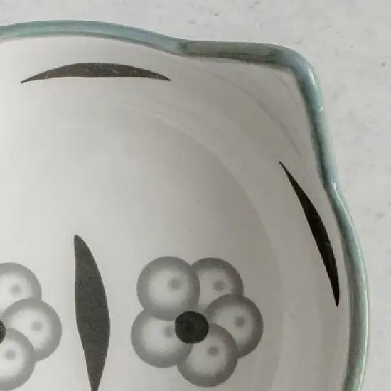 Dexypaws: Elevated Ceramic Cat Bowl, Floral White & Black, 7oz, Pet Feeding Dish image {5}