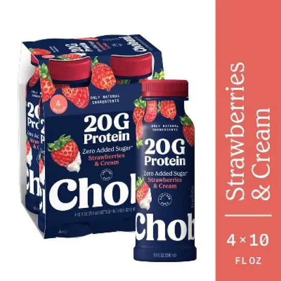 Chobani 20g Protein Greek Yogurt Drink Strawberry Cream - 40 fl oz/4ct Bottles image {6}
