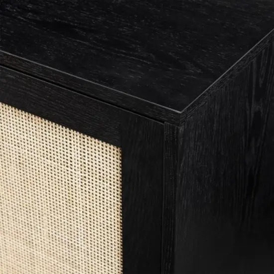 Modern Boho Wood and Rattan Storage Sideboard Black - Saracina Home image {7}