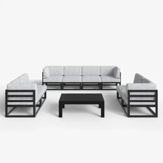 LayinSun 9-Piece Large Outdoor Modular L-Shaped Sectional Set with Coffee Table image {1}