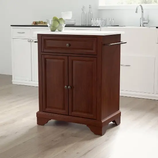 Lafayette Stone Top Portable Kitchen Island/Cart Mahogany/White - Crosley image {2}