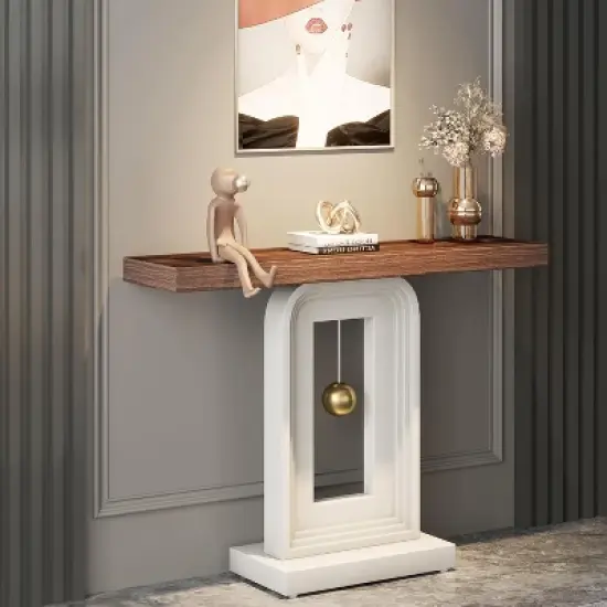 Tribesigns Modern 40 Inches Narrow Console Table with Pendulum Shape Base image {1}