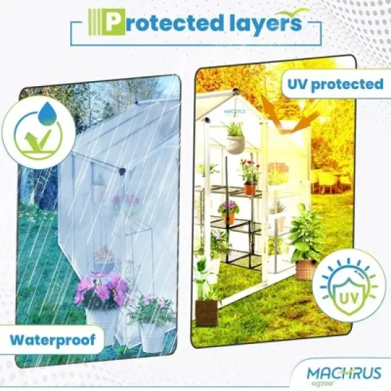 Machrus Ogrow 4 x 6 FT Walk-In Aluminium Greenhouse with Sliding Door and Adjustable Roof Vent image {5}