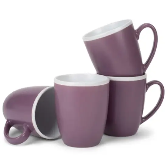 Elanze Designs Solid Color Purple White Interior 16 ounce Matte Ceramic Mugs Matching Set of 4 image {5}
