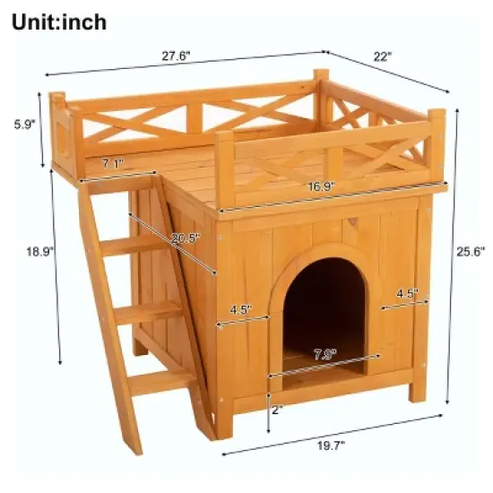 118" Outdoor Cat Enclosure with Shelves and Ramps, Large Cat Patio Playground with Roof, Cat Cage with FREE House-The Pop Home image {3}