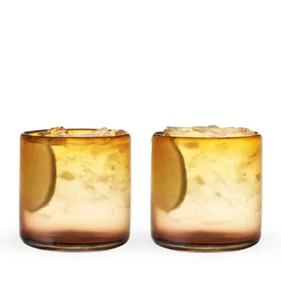 Twine Living El Ocaso Hand-Blown Tumblers, Recycled Drinking Glasses, Decorative Drinkware for Home Bars, 12 oz, Set of 2 image {6}