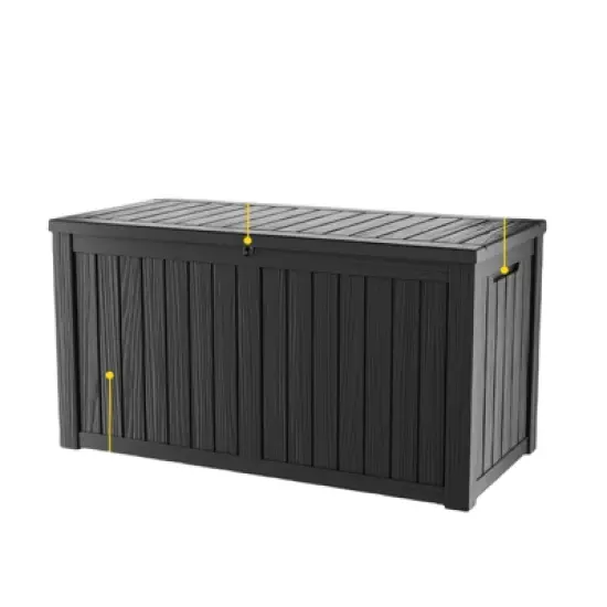 NAYSAYE Deck Box, 150 Gal Outdoor Storage Deck Box, Small Patio Storage Bin for Garden Tools, Black, 54.25"*26.5"*28.74" image {4}