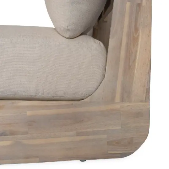 Christopher Knight Home Ryneth 69'' Mid-Century Modern Outdoor Acacia Wood 3-Seater Sofa with Thick Cushion image {7}