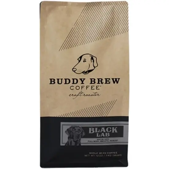 Buddy Brew Whole Bean Black Lab Coffee - Case of 6/12 oz Bags image {1}