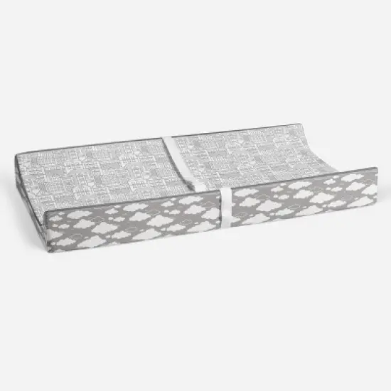 Bacati - Clouds in the City Gray Cityscape Quilted Changing Pad Cover image {3}