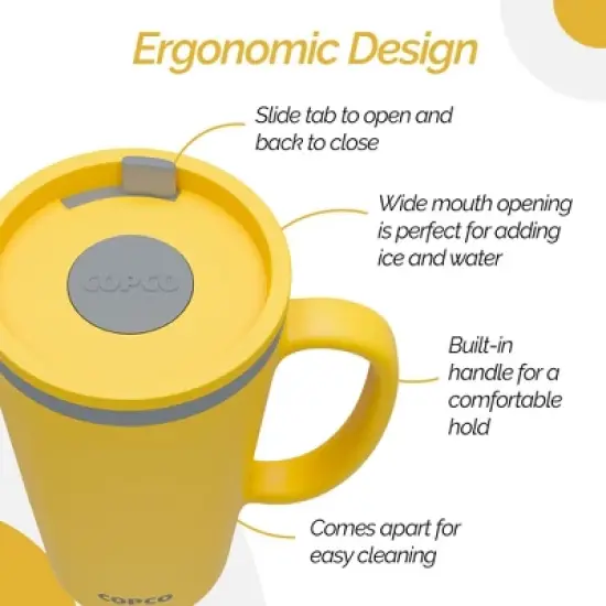 Copco Cone Desk Mug, 16 Ounce (Set of 4) - Double Wall Insulated Mug Set with Lid and Handle, Microwave & Dishwasher Safe, BPA-Free (Assorted Colors) image {4}