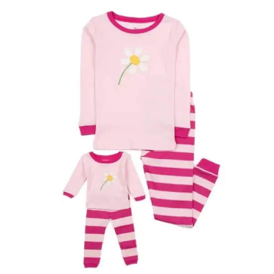 Leveret Girl and Doll Matching Cotton Pajamas image {6}