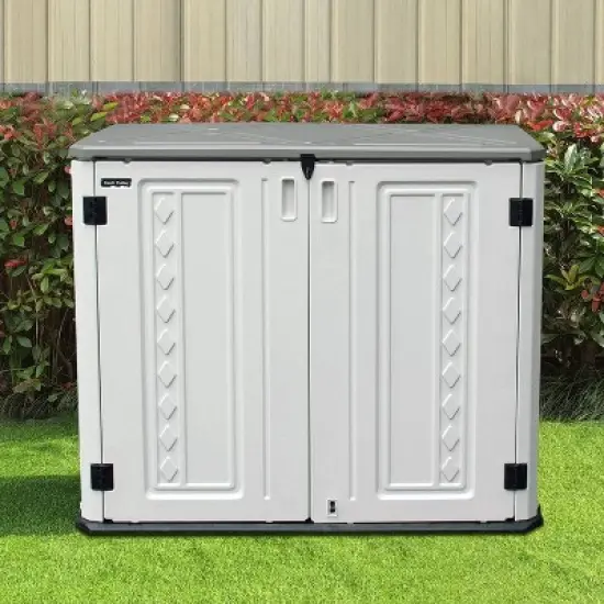 WELLFOR 185 gal Horizontal Storage Deck Box Beige image {4}