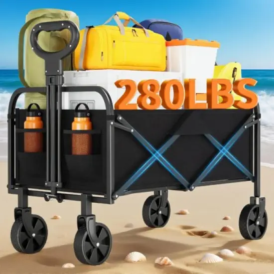 Foldable Collapsible Durable All Terrain Utility Pull Camp Beach Wagon image {8}