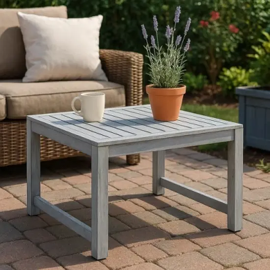 LeisureMod Patio Coffee Table with Black Aluminum Frame - Chelsea Collection, Weather-Resistant Design, Perfect for Outdoor Spaces image {8}