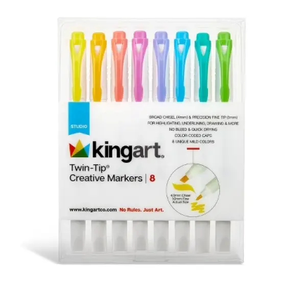 KINGART Twin-Tip Highlighters 8 Colors image {3}