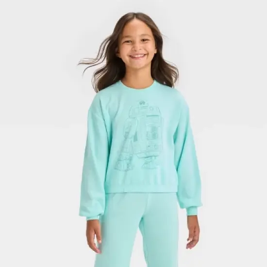 Girls' Disney 100 Star Wars Fleece Pullover Sweatshirt - Turquoise Blue image {3}