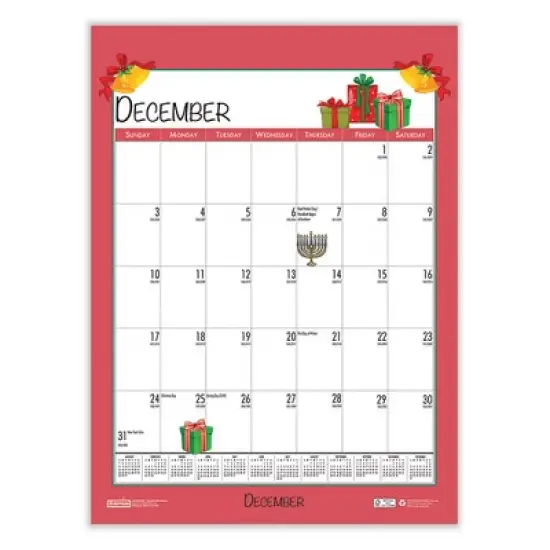 Academic Year Recycled Seasonal Wall Calendar, Illustrated Seasons Artwork, 12 x 16.5, 12-Month (July to June): 2025 to 2026 image {5}