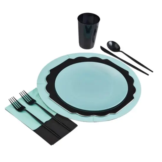 Silver Spoons Modern Disposable Flatware Set, Includes 48 Forks, 24 Spoons and 24 Knives, Opulence Collection image {3}