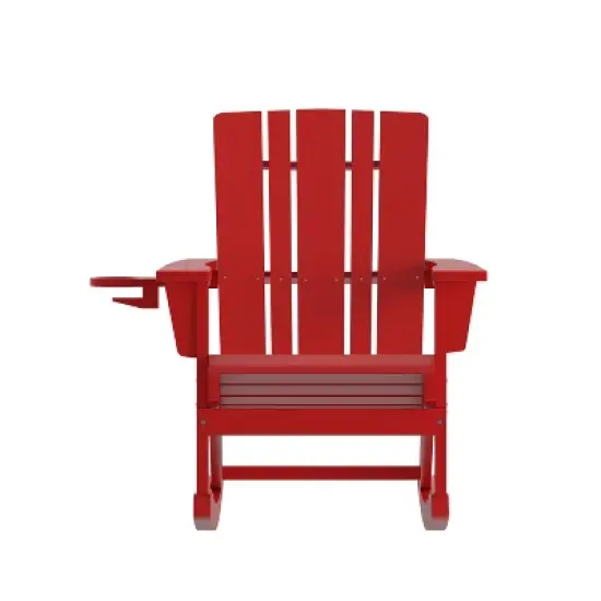 Flash Furniture Halifax HDPE Adirondack Chair with Cup Holder and Pull Out Ottoman, All-Weather HDPE Indoor/Outdoor Chair image {10}