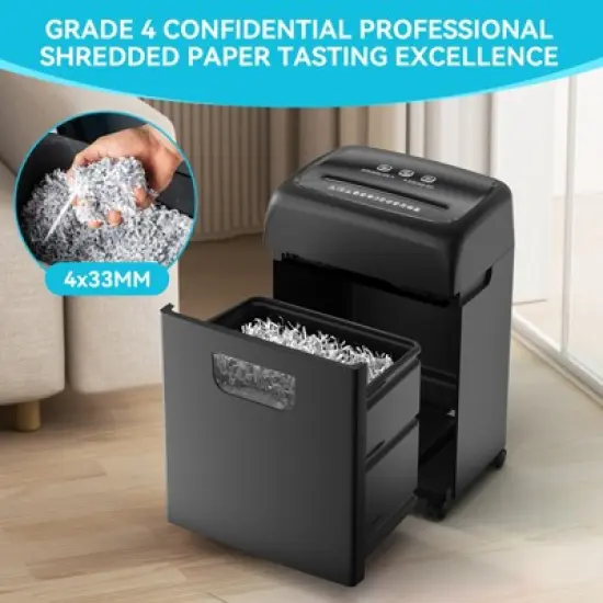 DOMETOUR Paper Shredder, 18-Sheet High Security Level P-4 Heavy Duty Paper/Card Shredder for Home Office by 5.28 Gallons Pullout Waste Bin image {1}