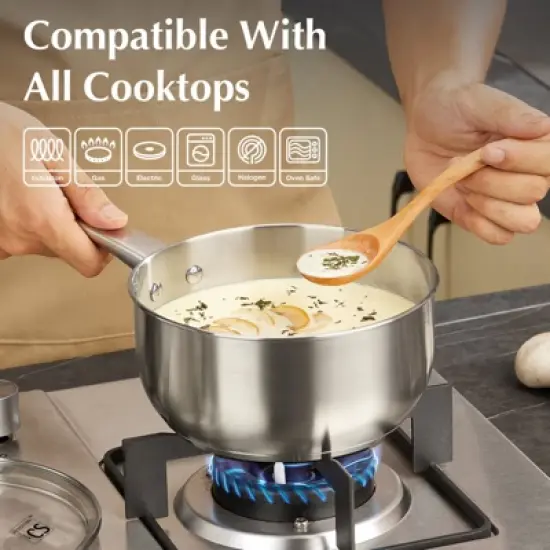 KOCH SYSTEME CS Stainless Steel Saucepan Set, Sauce Pan, Premium  Steel Sauce Pan, Induction Saucepans, Oven Safe image {6}