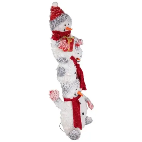 Northlight 42" Lighted Stacked Snowman Family Outdoor Christmas Decoraton image {3}