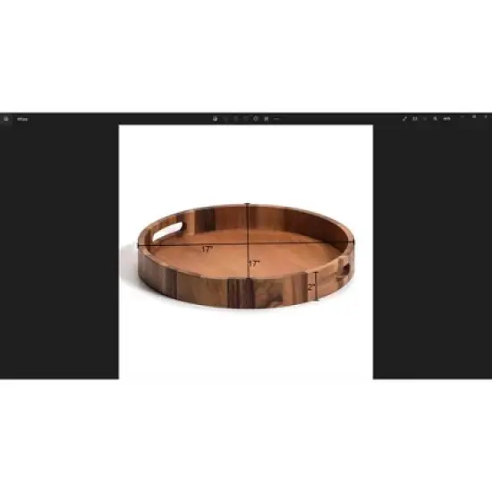 Kalmar Home Acacia  Round Serving Tray 17" Dia image {2}