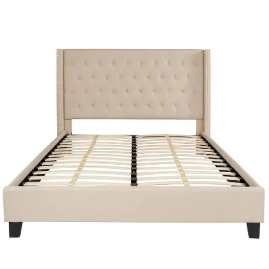 Merrick Lane Upholstered Platform Bed with Button Tufted Headboard image {7}