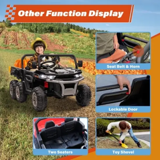 24V 2 Seater Ride on Car Dump Truck, 4WD Powerful Kids UTV w/2.4G Remote, 3 Adjustable Speed, Bluetooth Music, Spring Suspension image {3}