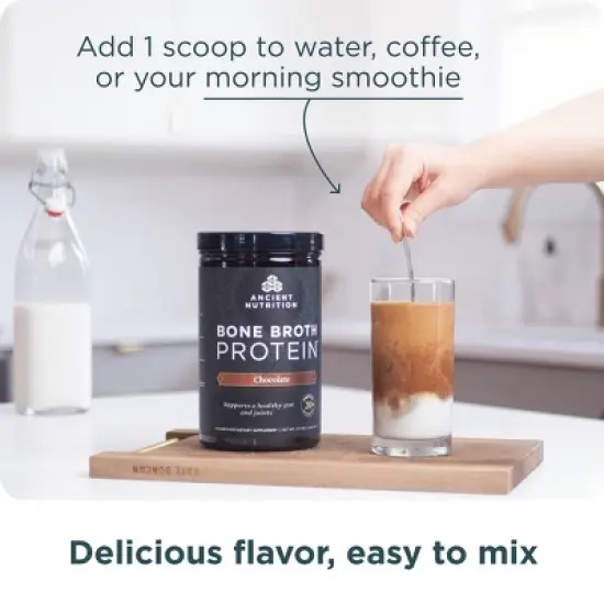 Ancient Nutrition Bone Broth Protein Powder - Chocolate - 17.8oz/20 Servings image {2}