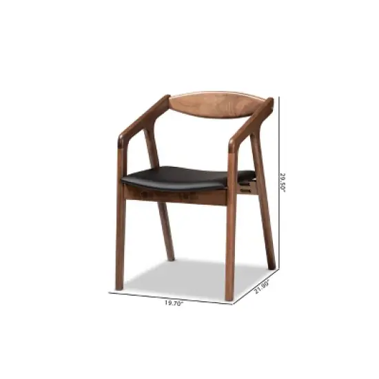 2pc Harland Faux Leather Upholstered and Wood Dining Chair Set - Baxton Studio image {8}