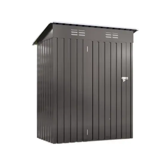 5X3 FT Outdoor Storage Shed, Tool Shed with Pitched Roof and Lockable Door Compact Metal Tool Shed for Garden, Backyard, Patio,Bike Storage, Gray image {13}