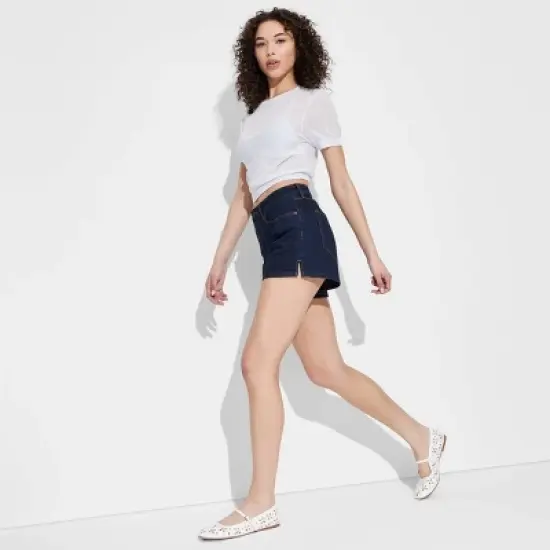 Women's Foundational Curvy Heritage Denim Shorts - Wild Fable&trade; Dark Wash image {3}