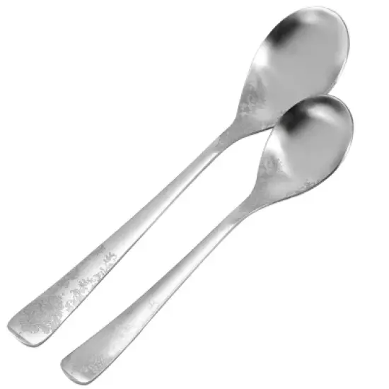 Gibson Home Bishop Hill 20 Piece Stainless Steel Floral Flatware Set in Matte Silver image {2}