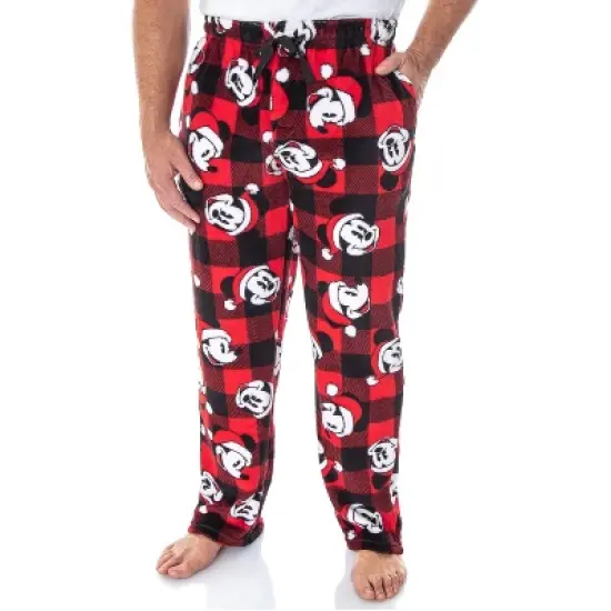 Disney Mickey Mouse Mens Plaid Minky Plush Fleece Pajama Pants image {5}