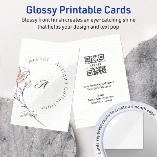 Avery Printable Rectangle Cards, 4" x 6", Glossy White, 50ct image {1}