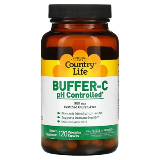 Country Life Buffer-C, pH Controlled, 500 mg, 120 Vegetarian Capsules image {4}