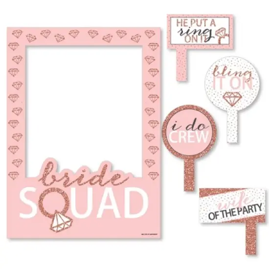 Big Dot of Happiness Bride Squad - Rose Gold Bridal Shower or Bachelorette Party Selfie Photo Booth Picture Frame & Props - Printed on Sturdy Material image {4}