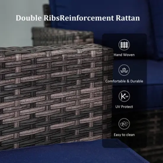 Decksplore 6-Piece All-Weather Wicker Patio Furniture Set & Coffee Table Outdoor Conversation Set with Cushions for Garden, Deck image {7}