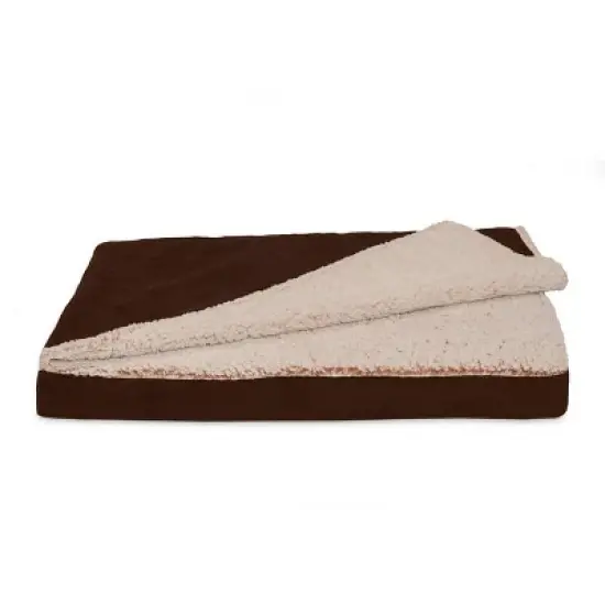 FurHaven Berber & Suede Blanket Top Memory Top Dog Bed image {1}